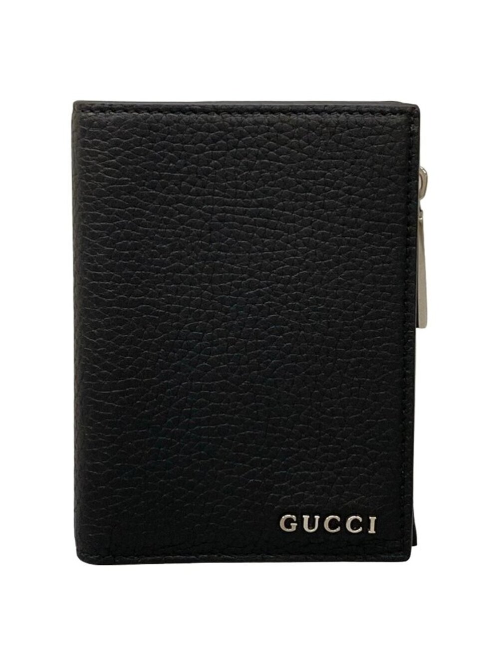 Gucci Bifold Wallet Logo Coin Black Leather